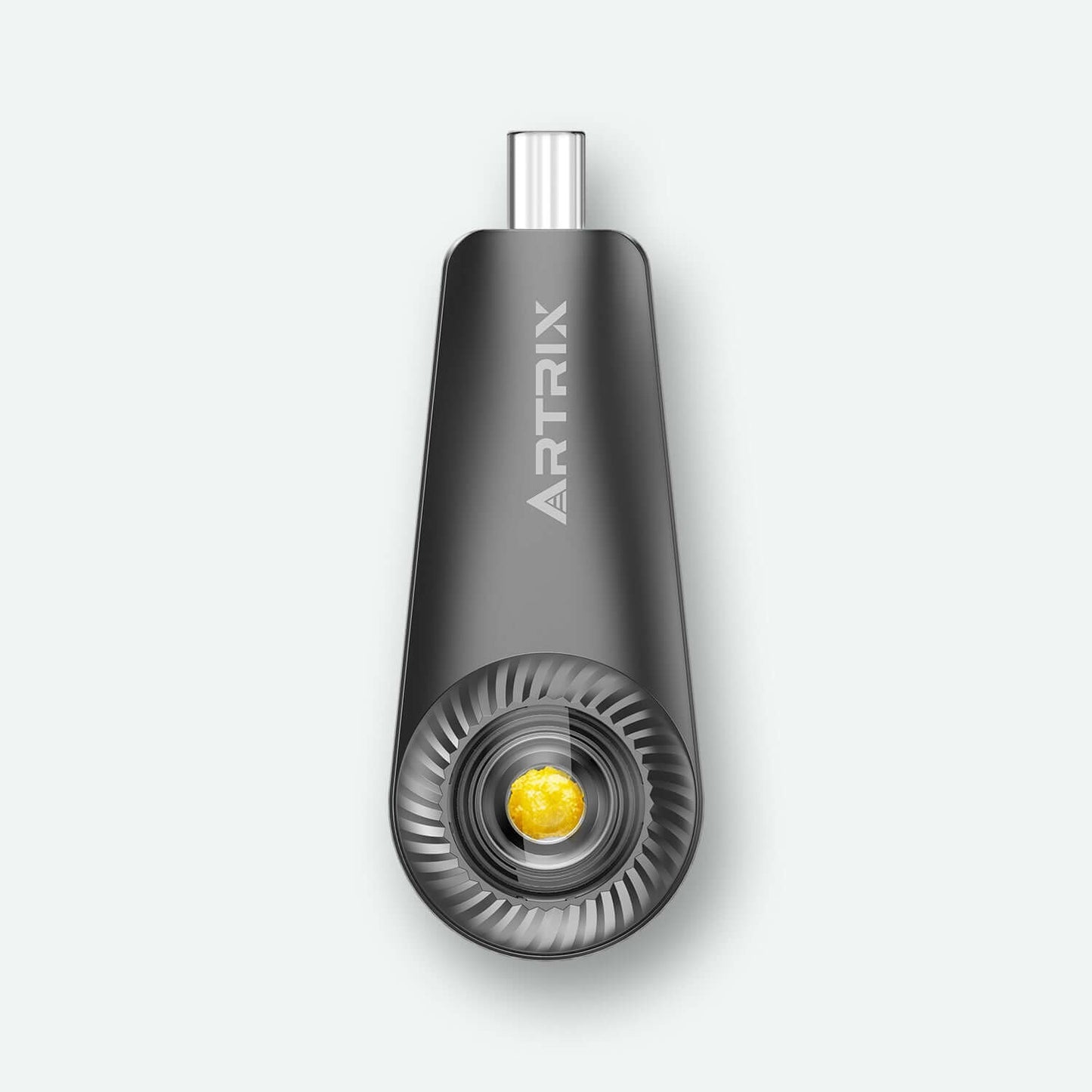DabGo tragbarer Dab Pen in Schwarz mit innovativem Design und gelbem Konzentrat. Perfekt für unterwegs.